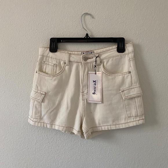 WOMENS LOS ANGELES SIXTY-SIX WHITE CREAM SHORTS - Picture 2 of 3